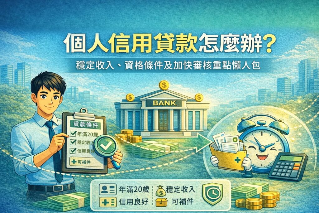 個人信用貸款怎麽辦穩定收入資格條件及加快審核重點懶人包