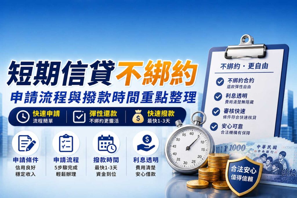 短期信貸不綁約是什麼意思申請流程與撥款時間重點整理